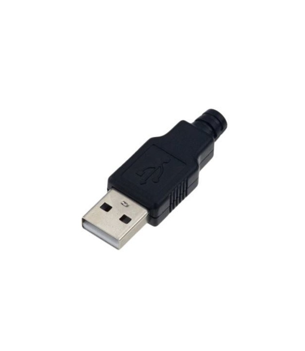 Male Type A USB 2.0 Plug Socket 4 Pin With Black Plastic Cover