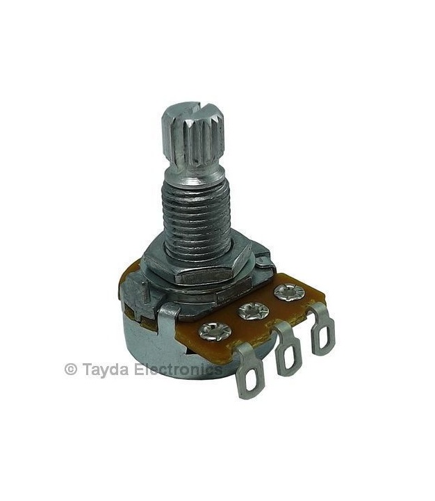 100K OHM Linear Taper Potentiometer Spline Shaft Solder Lugs with Center Detent