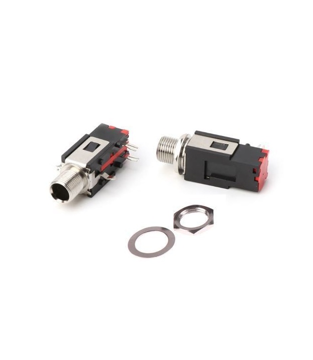 6.35mm 1/4" Right Angle Stereo Female Connector Thread Lock Panel Mount
