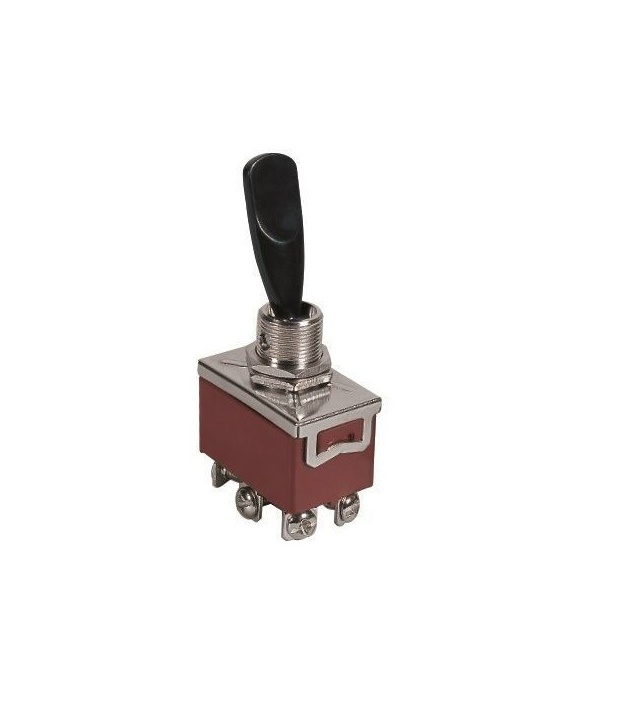  	Toggle Switch ON-ON screw terminal DPDT Black Flat handle