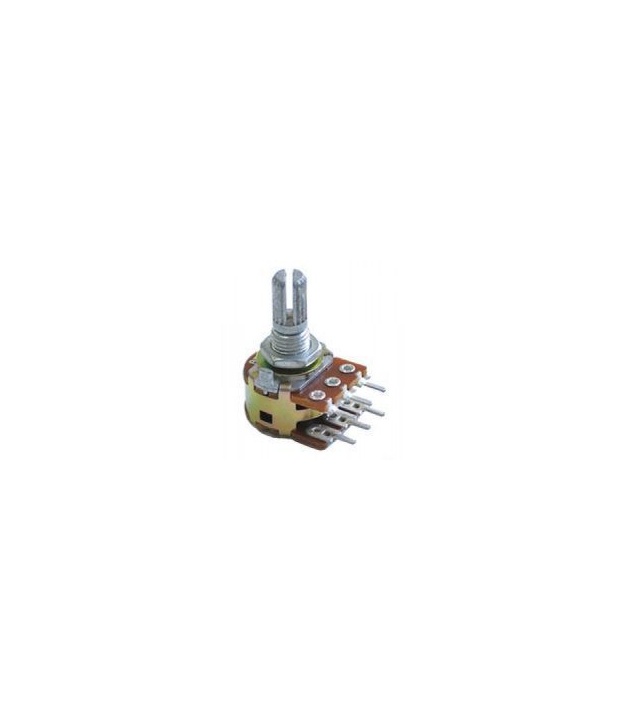 100K OHM Linear Dual Taper Potentiometer Center Detent PCB Mount Knurled Shaft Dia: 6mm Total Shaft Length:20 mm