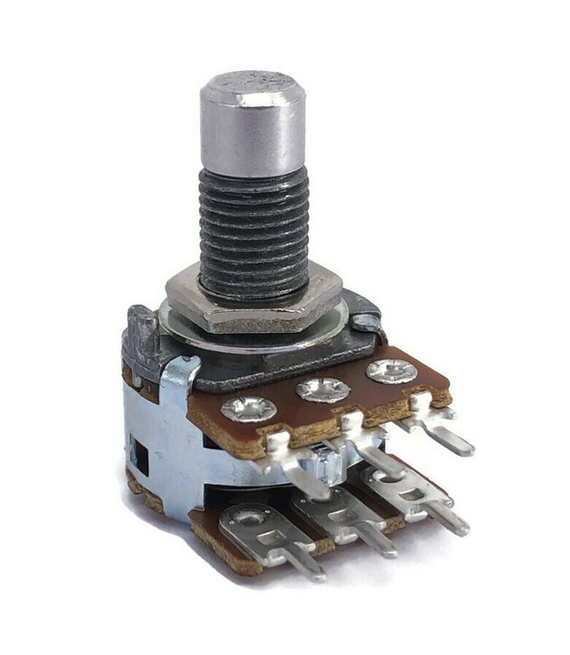 100K OHM Anti-log Dual Taper Potentiometer Round Shaft PCB Mount Shaft Dia: 6.35mm t