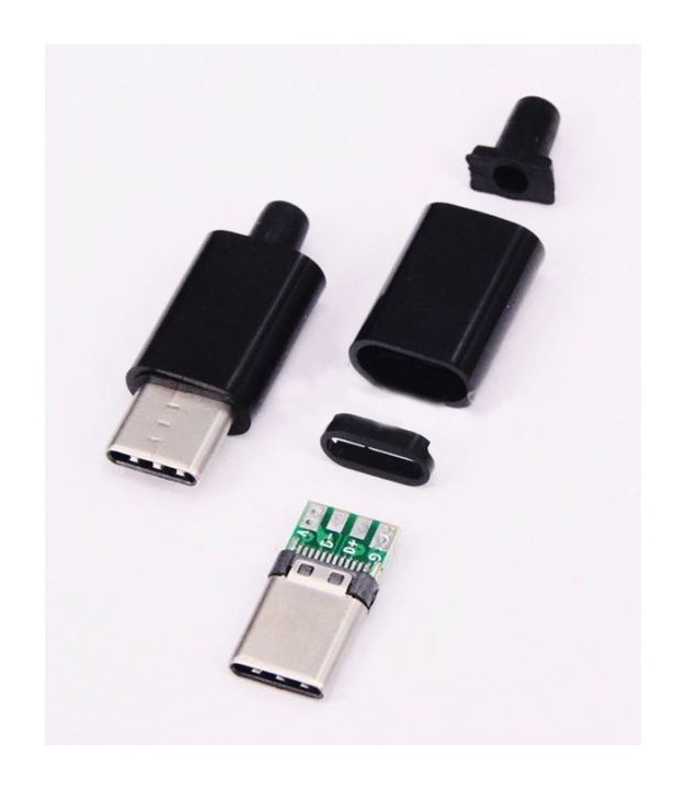 Type-C Mirco USB Connectors Jack Male 4 Pin Black Color