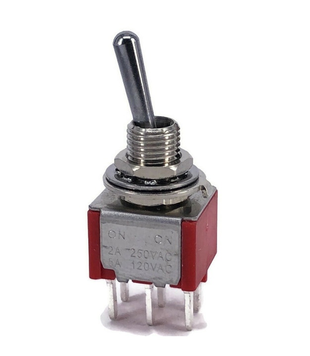 Mini Toggle Switch 1M Series DPDT On-On PC Thru-Hole