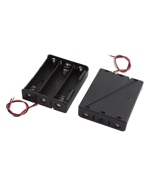 3x18650 Lithium Battery Holder Case Black with Wire Leads 18650