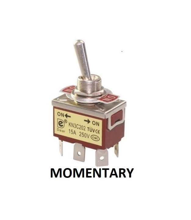 Toggle Switch DPDT On-(On) Momentary 15A 250V PCB Terminal