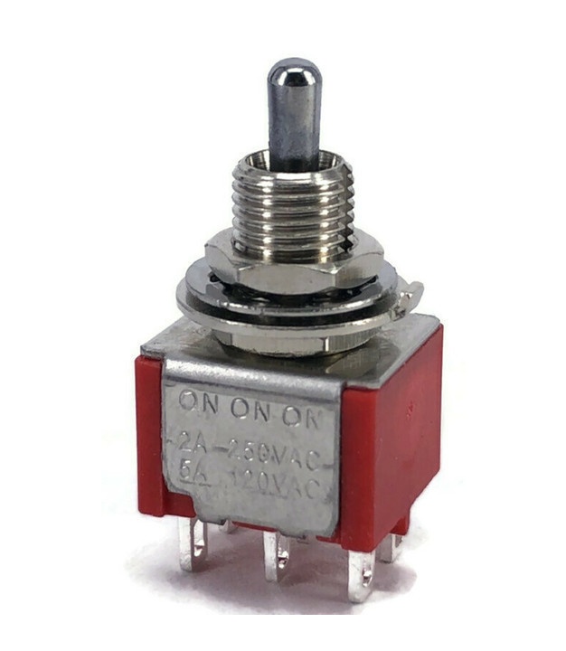 Mini Toggle Switch 1M Series DPDT On-On-On Short Lever