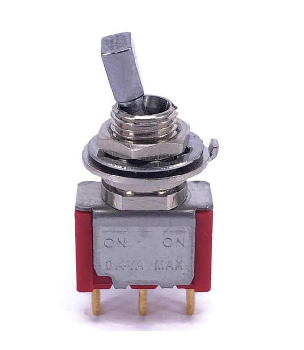 Mini Toggle Switch 1M Series SPDT On-On Flat Short Lever Gold Pins