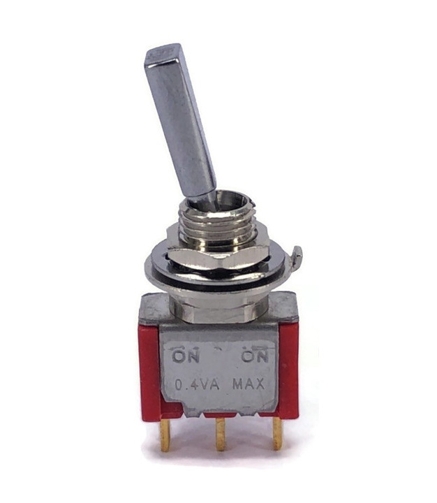 Mini Toggle Switch 1M Series SPDT On-On Flat Lever Gold Pins