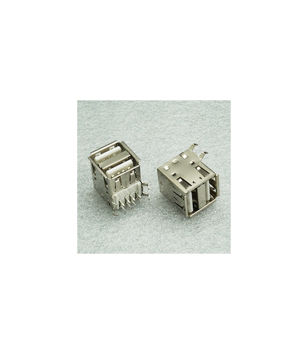 Dual Port USB Stack Type A Female Connector 2x4 Pins 