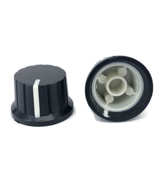 Black Knob White Pointer 16x24mm Shaft Diameter 6.00mm Split Shaft