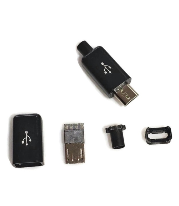 Mirco USB Connectors Jack Male 4 Pin Black Color