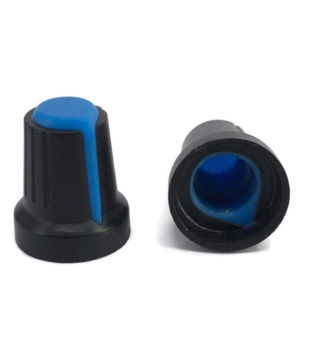 Black Knob Blue Pointer 15x16mm Shaft Diameter 6.00mm Split Shaft