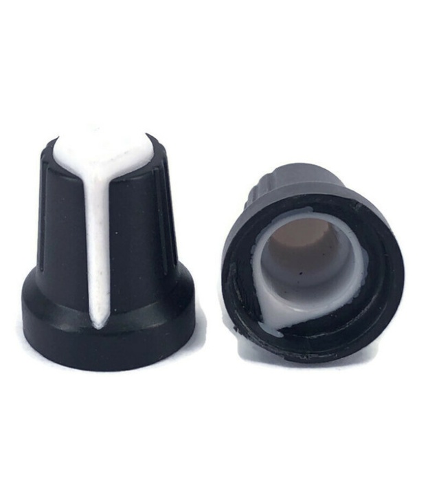 Black Knob White Pointer 15x16mm Shaft Diameter 6.00mm Split Shaft