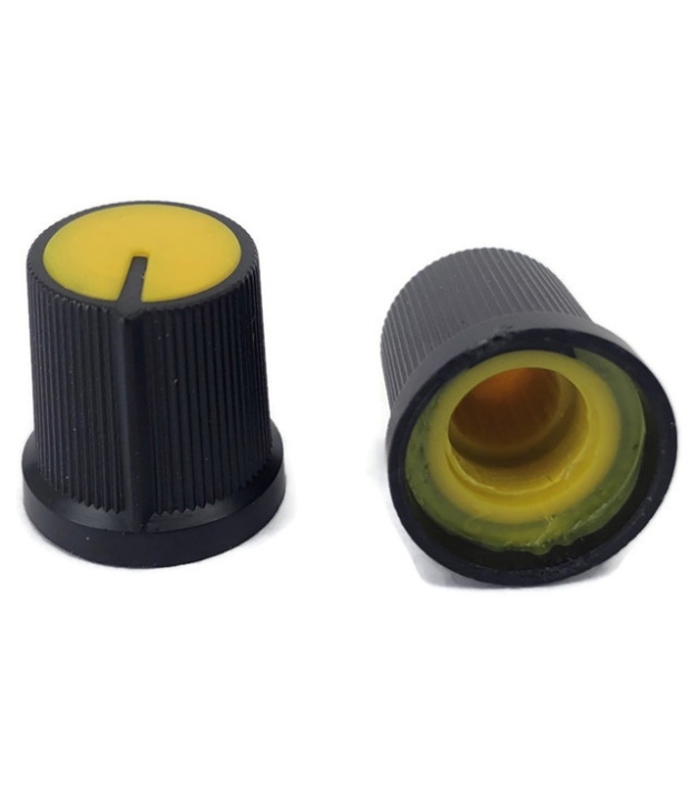 Black Knob Yellow Top 15x15mm Shaft Diameter 6.00mm Split Shaft