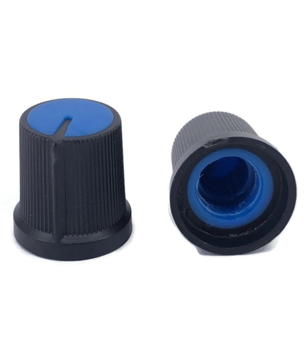 Black Knob Blue Top 15x15mm Shaft Diameter 6.00mm Split Shaft