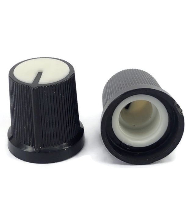 Black Knob White Top 15x15mm Shaft Diameter 6.00mm Split Shaft