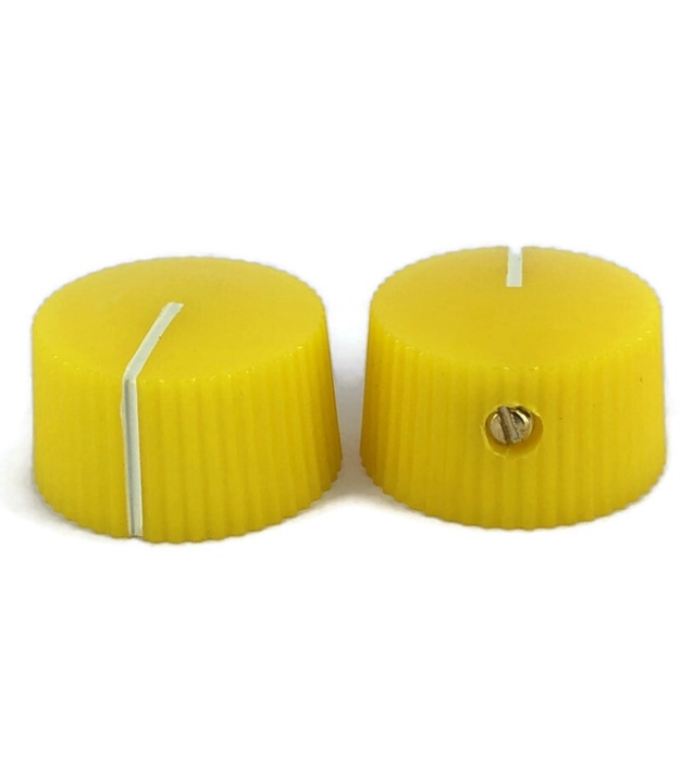Serrated round pointer Knob Yellow 20x12mm Shaft Hole 6.35mm