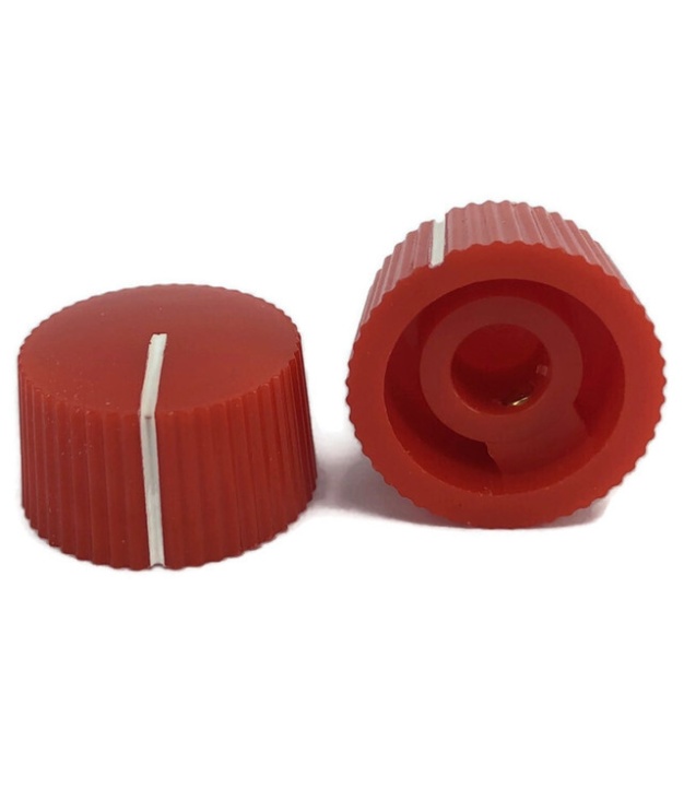 Serrated round pointer Knob Red 20x12mm Shaft Hole 6.35mm