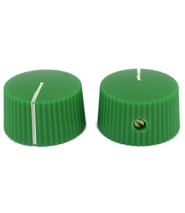 Serrated round pointer Knob Green 20x12mm Shaft Hole 6.35mm