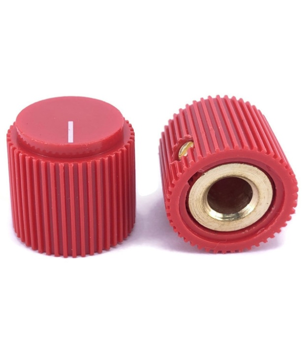 Rippel knob Red 18x17mm Shaft Hole 6.35mm