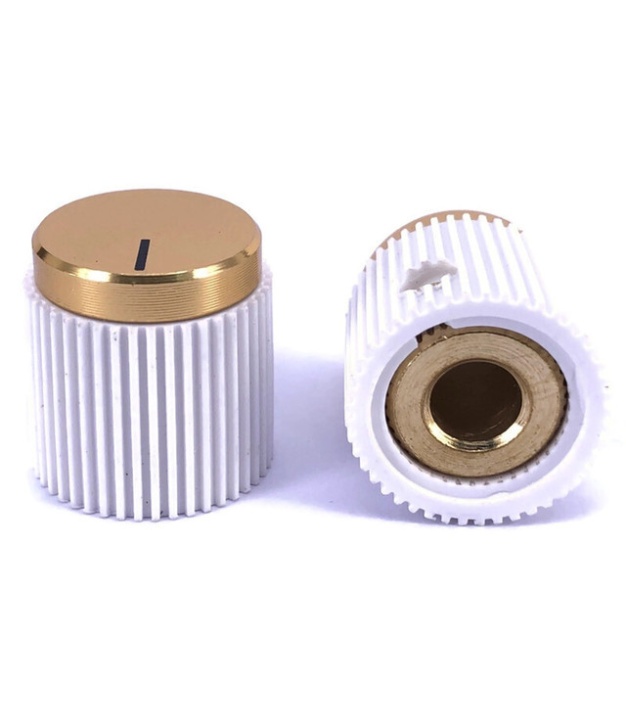 Rippel White knob Gold Top 18x19mm Shaft Hole: 6.35mm