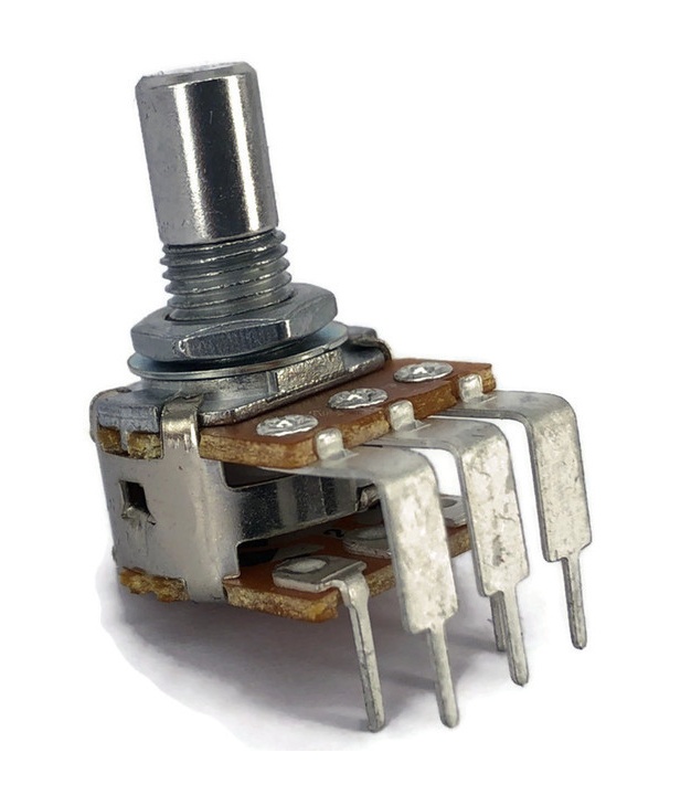 TAYDA 100K OHM Linear Dual Taper Potentiometer PCB Mount Round Shaft Dia: 6.35mm