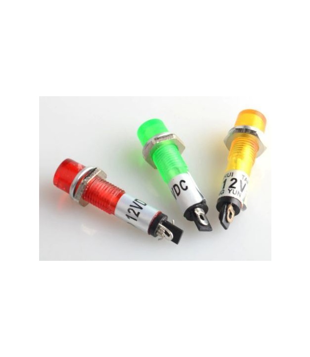 Green Led Indicator Pilot Lamp Panel Mount 12V