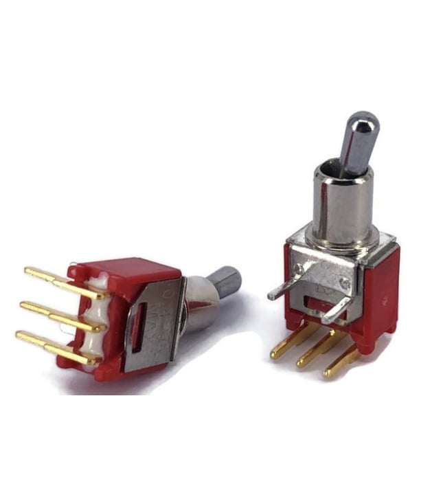 Non-Threaded Sub Mini Toggle Switch Right angle SPDT On-none-On Short Handle