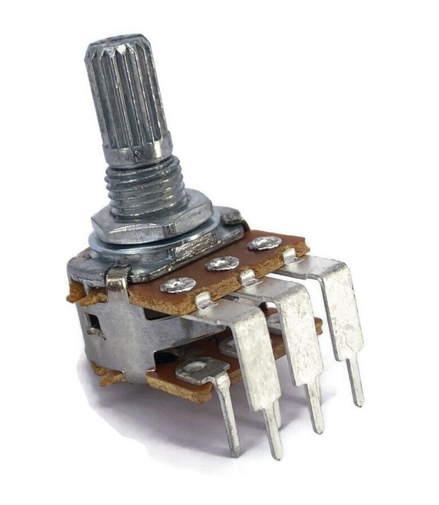 TAYDA 100K OHM Linear Dual Taper Potentiometer Spline Shaft PCB Mount
