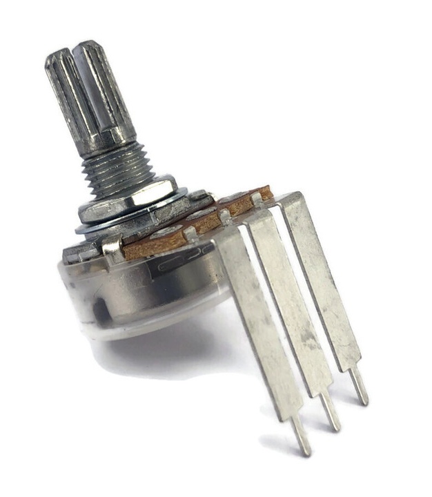 TAYDA 100K OHM Logarithmic Taper Potentiometer Spline Shaft PCB Mount