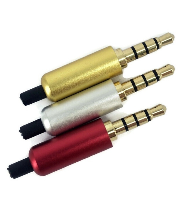 3.5mm 4 Poles Aluminum Audio Plug Red color with Tail 