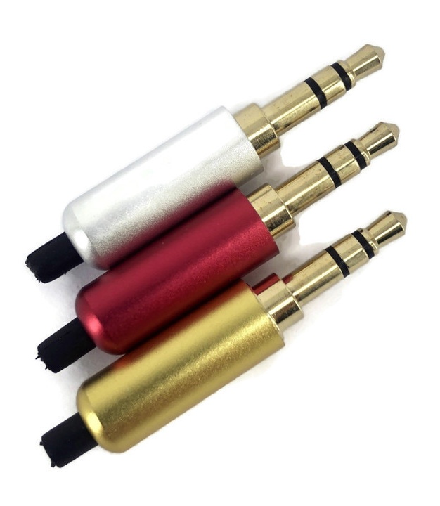 3.5mm 3 Poles Stereo Aluminum Audio Plug Silver color with Tail 