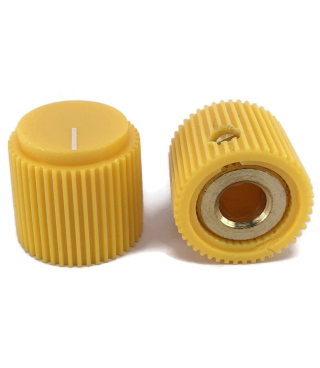 Rippel knob Yellow 18x17mm Shaft Hole 6.35mm