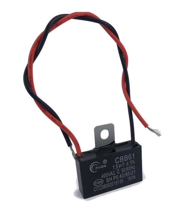 CBB61 Fan Capacitor 1.5uF 5% 400VAC 50Hz with Wire leads