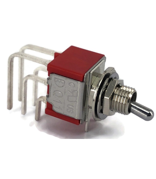 Mini Toggle Switch 1M Series DPDT On-On Short Handle Vertical right angle