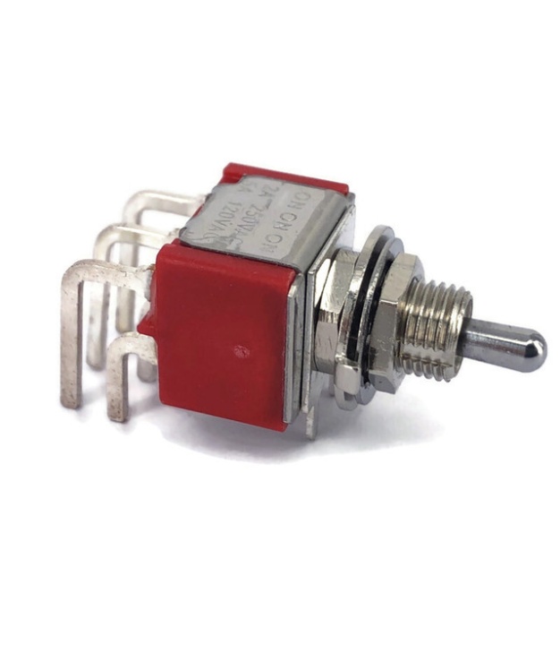 Mini Toggle Switch 1M Series DPDT On-On-On Short Handle right angle