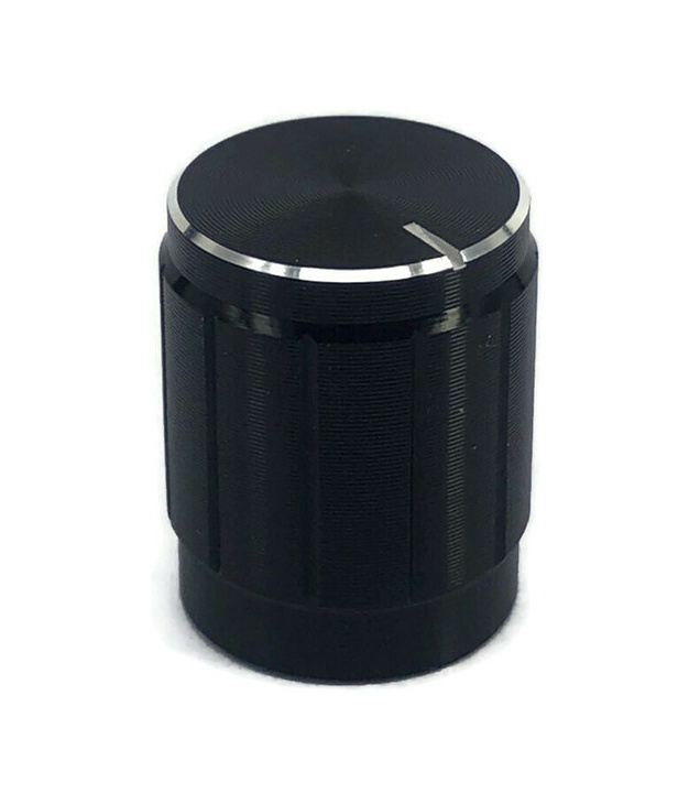 Knurled Aluminum Black Knob with Silver circle 13x17mm Shaft Diameter 6x18T 