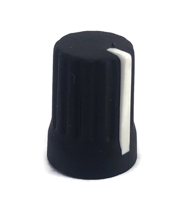 Black Rubber Knob 15x20mm D Shaft 6x4.5mm