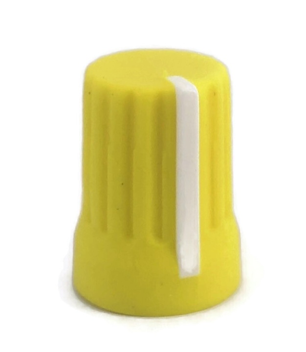 Yellow Rubber Knob 15x20mm D Shaft 6x4.5mm