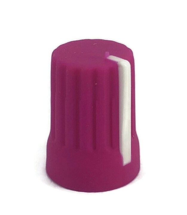 Pink Rubber Knob 15x20mm D Shaft 6x4.5mm