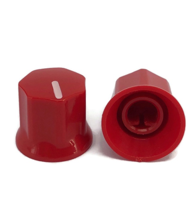 Red Plastic knob 15x14mm D Shaft 6x4.5mm