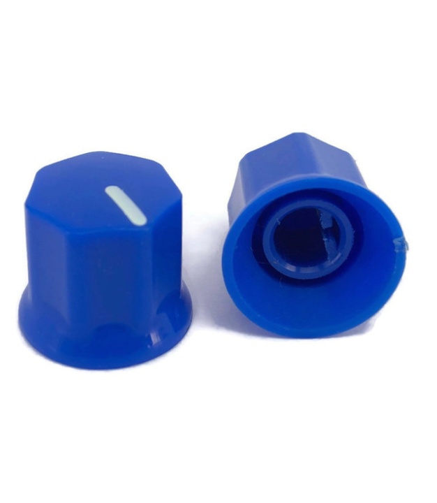 Blue Plastic knob 15x14mm D Shaft 6x4.5mm