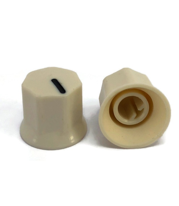 Cream Plastic knob 15x14mm D Shaft 6x4.5mm