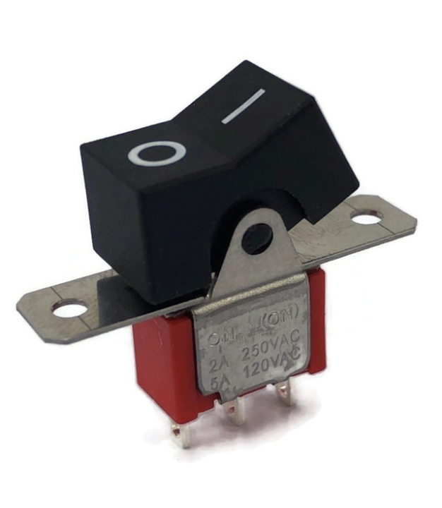 Mini Rocker Switch Momentary ON-(ON) SPDT Black Actuator