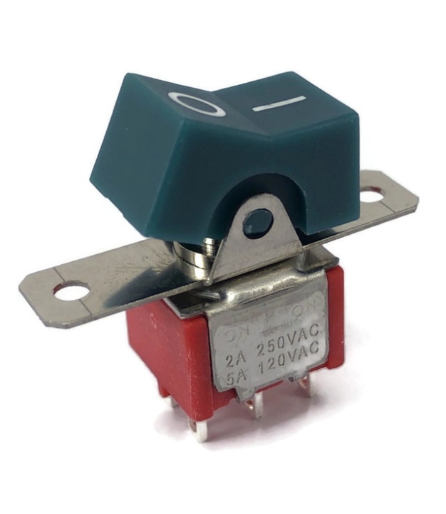 Mini Rocker Switch ON-ON DPDT Green Actuator with Marking