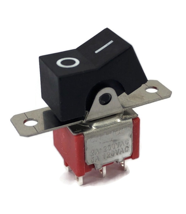 Mini Rocker Switch Momentary ON-(ON) DPDT Black Actuator