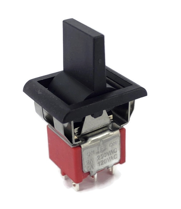 Mini Rocker Switch ON-OFF-ON DPDT Black Lever