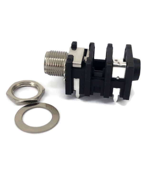 6.35mm 1/4" Mono Insulated Unswitched Cylindrical Socket Jack PCB Pins
