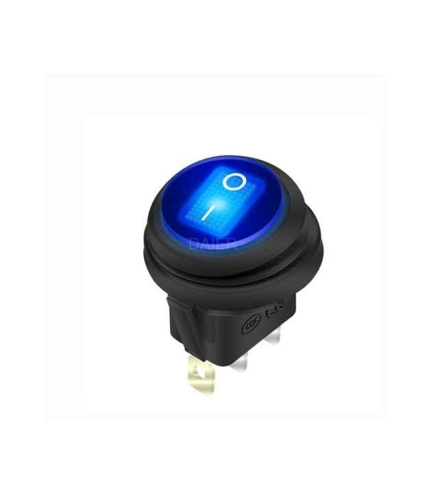 Round Waterproof Rocker Switch Blue ON/OFF SPST Panel Mount LAMP 12V